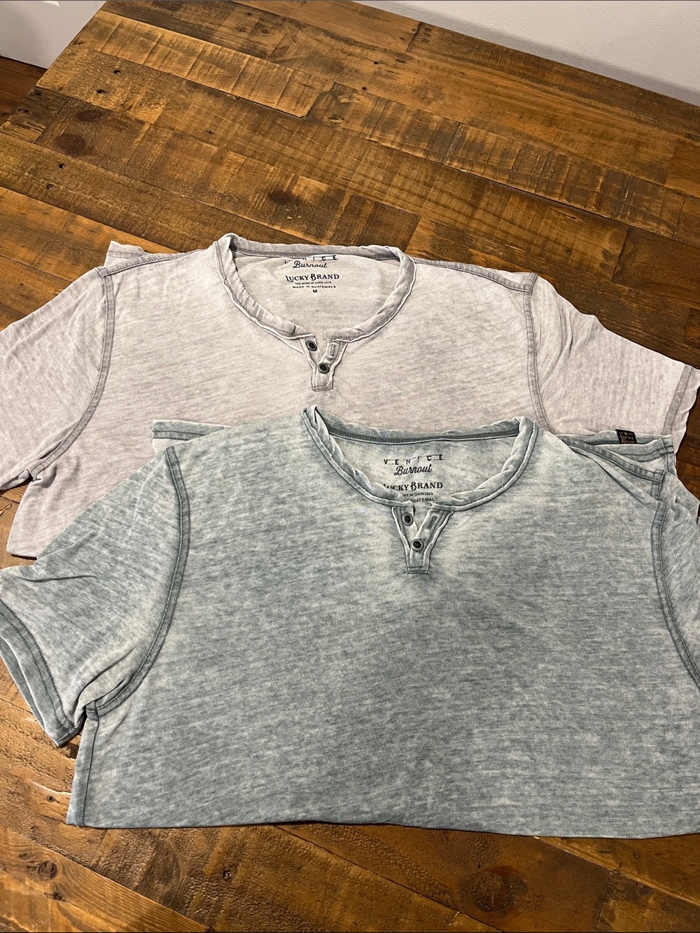 Lucky Brand Men’s Venice Burn-Out Henley Tees ~ Sz. Med